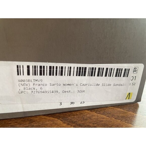 Capri Slide Black Leather Franco Sarto Slide Flat Sandals NEW Leather 6 M - Picture 6 of 7